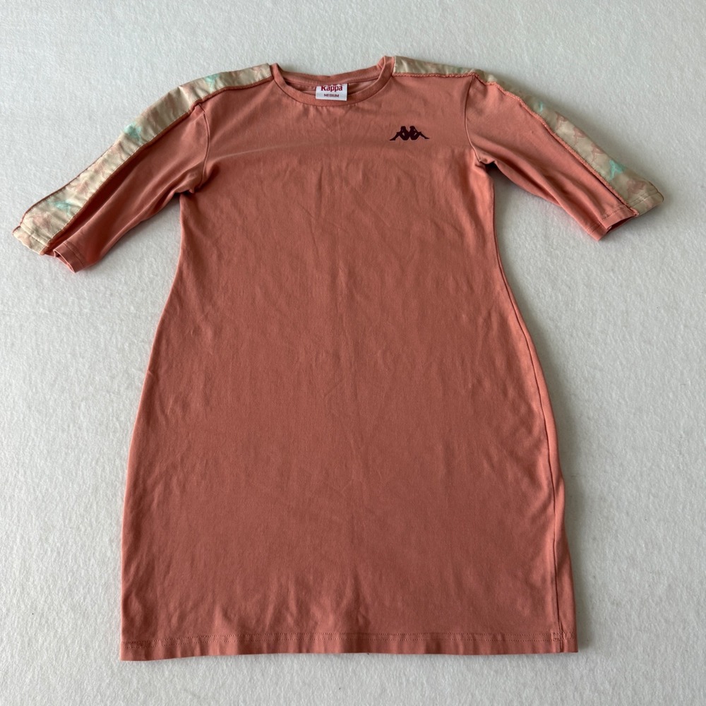 Kappa T-Shirt Dress Womens Medium Pink Logo Tape Athleisure Bodycon Short Sleeve